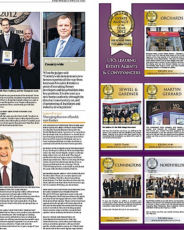McEwan Fraser Legal listed in The Times paper as top Scotland Estate Agency